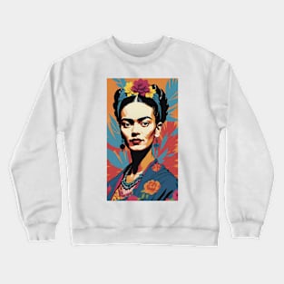 Frida's Radiant Reverie: Colorful Portrait Crewneck Sweatshirt